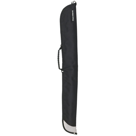 PowerGlide Powerglide 2-piece soft cue case for sporting goods, showing the black fabric exterior and zipper closures.