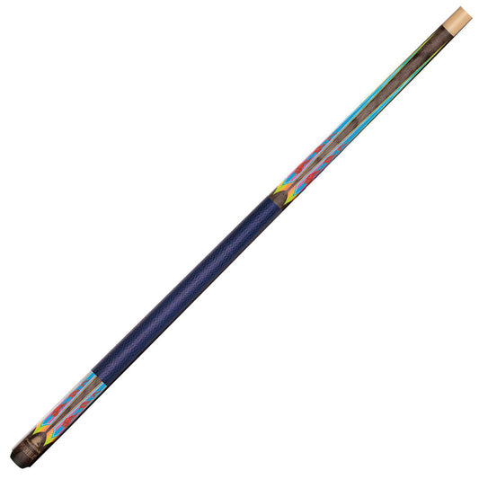 PowerGlide Powerglide Psychedelic pool cue with 10mm tip, featuring vibrant, colorful design and professional billiards equipment.