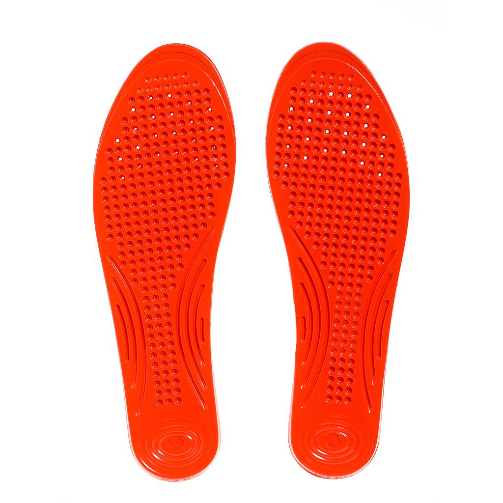 Sorbothane Full Strike Insoles for athletic shoes, showing cushioned insole with black and gray design for sports performance.