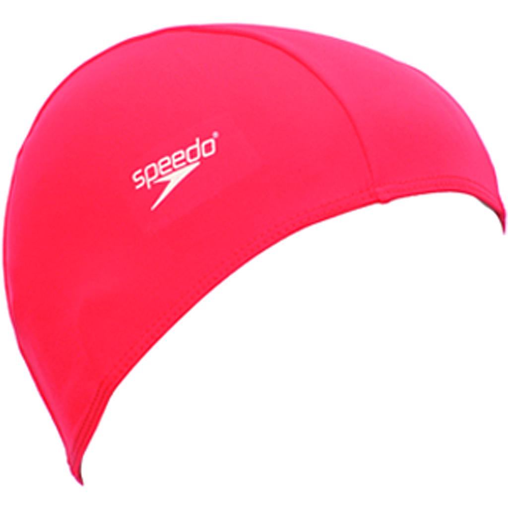 Speedo polyester swimming cap for sporting use, featuring a sleek design and comfortable fit for swimmers.