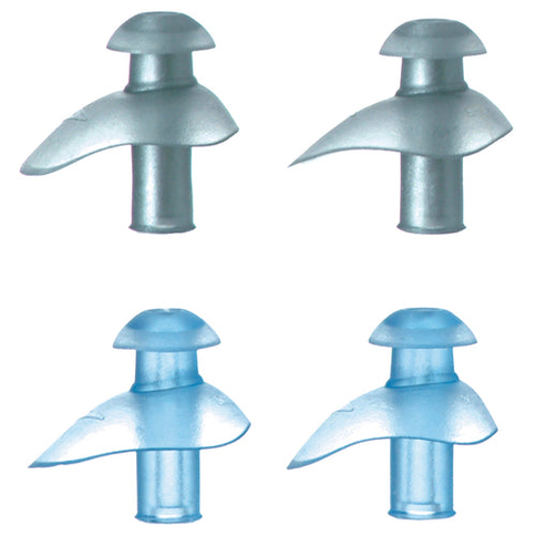 Speedo Ergo Swim Earplugs for sporting use, shown in blue with snug fit design for water protection during swimming.