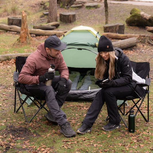 Six Peaks TrailHydra water bottle in black with a sport cap, designed for outdoor sports and hydration on the go.