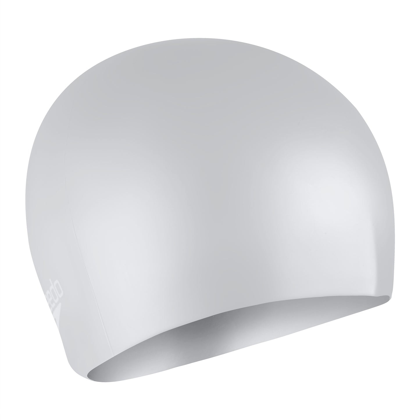 Speedo long hair swimming cap in bright blue, designed to keep hair dry and streamlined during swimming.