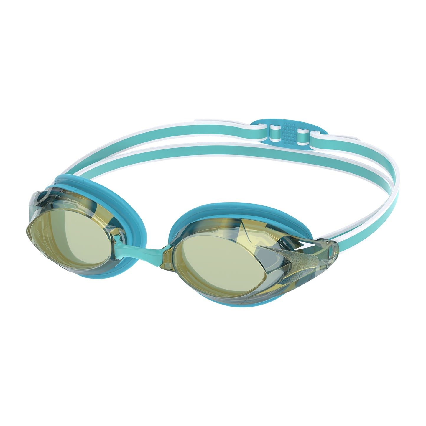 Speedo Vanquisher Women's 3.0 Mirrored Swimming Goggles with adjustable strap and mirrored lenses for clear vision in the pool.