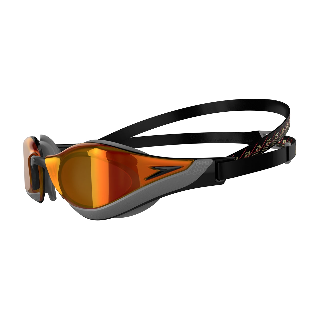 Speedo Fastskin adult swimming goggles with mirror lenses, designed for clear vision and optimal fit during competitive swimming.