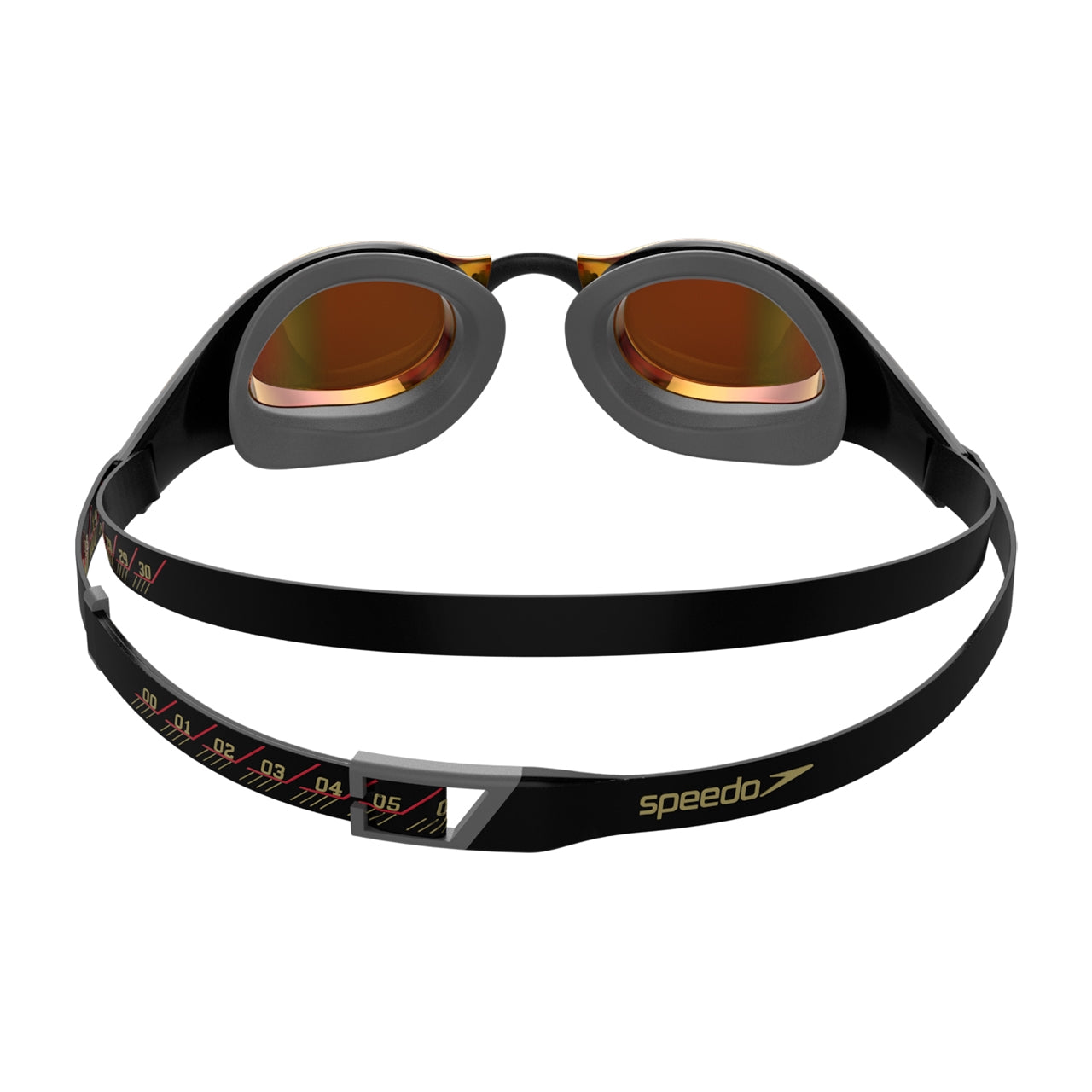 Speedo Fastskin adult goggles with mirror lens, featuring a sleek design for competitive swimming.