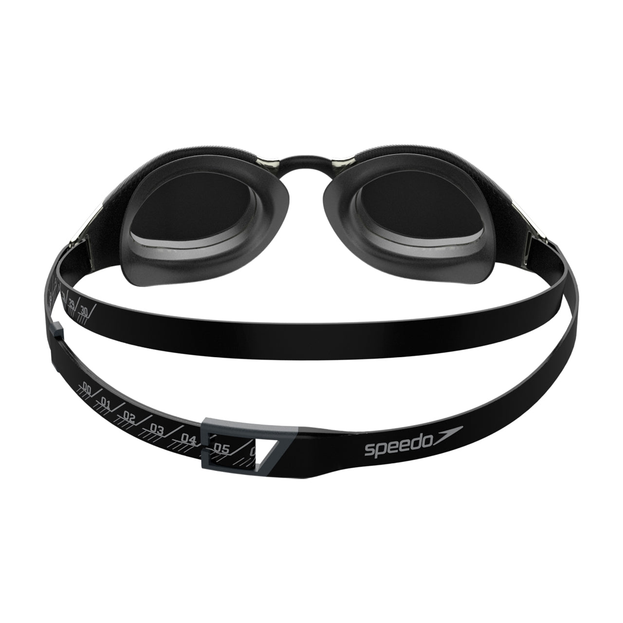Speedo Fastskin Hyper Elite Mirror swimming goggles with mirrored lenses and adjustable strap for adult competitive swimming.