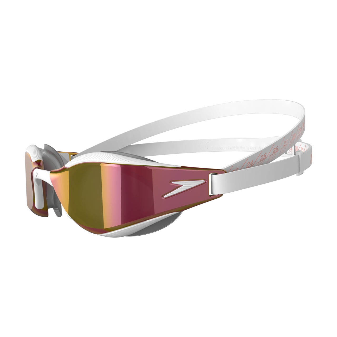 Speedo Fastskin Hyper Elite Mirror swimming goggles with mirrored lenses, designed for adult competitive swimmers.