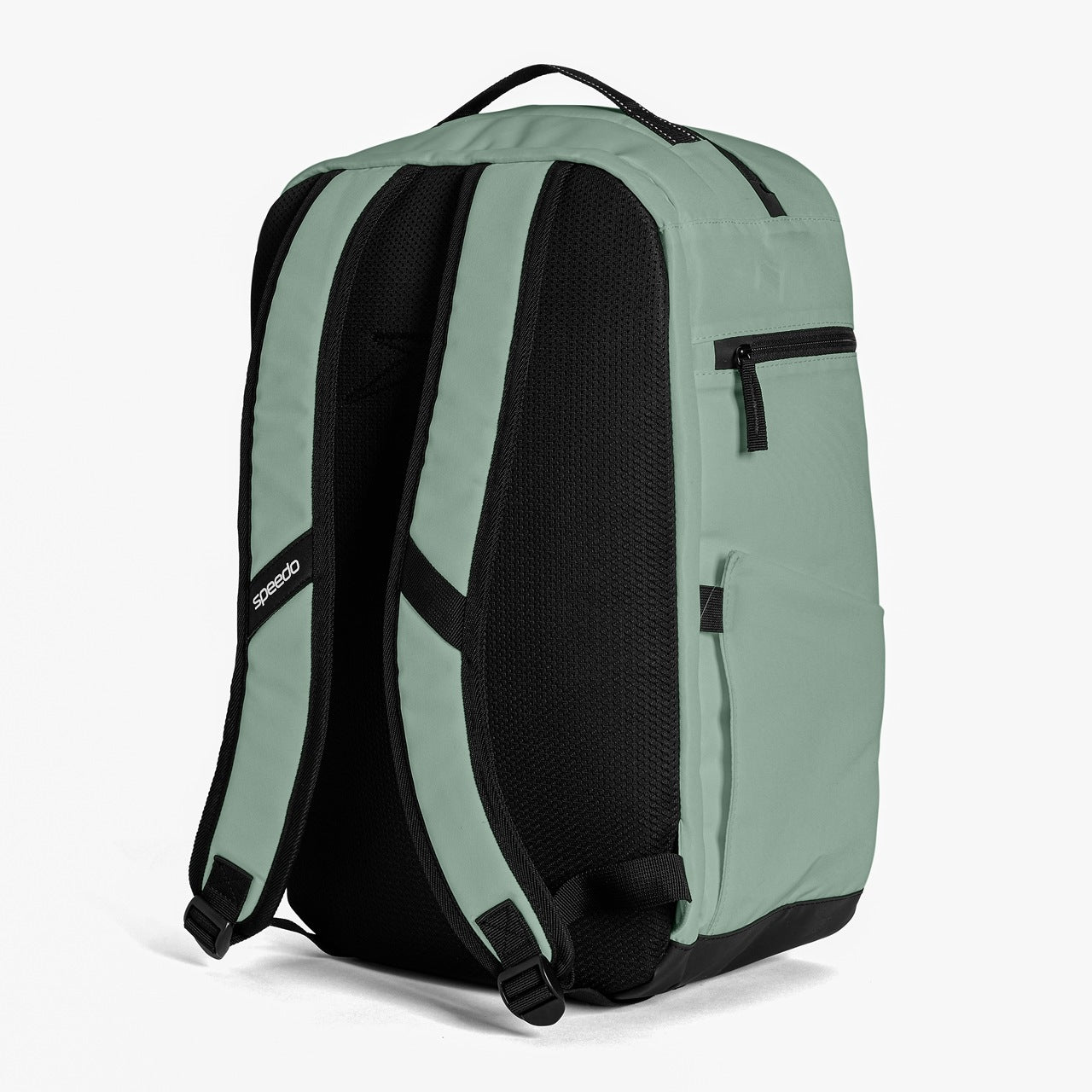 Speedo 25L Flex Bag swimming gear storage with white and black design, featuring adjustable straps and multiple compartments.