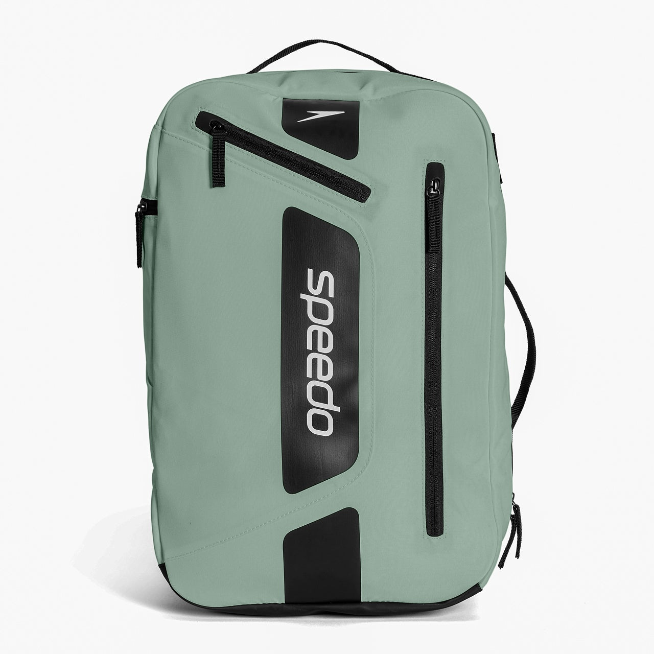 Speedo 25L Flex Bag for swimming, white and black color, durable water-resistant material with adjustable straps.