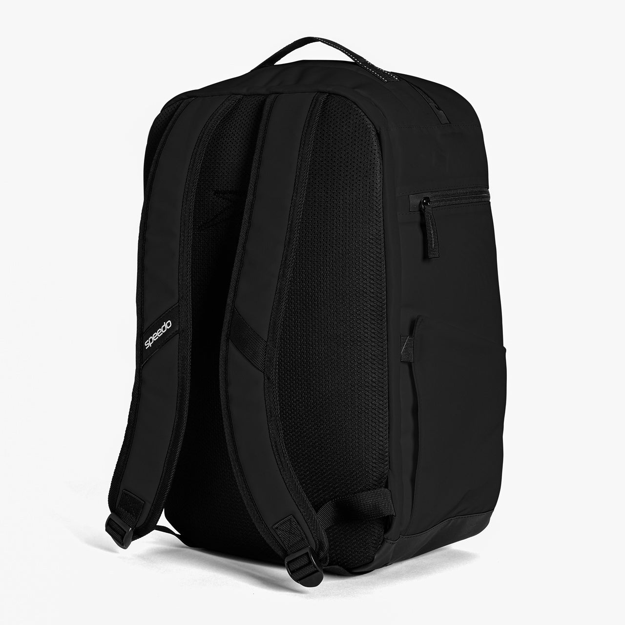 Speedo 25L Flex Bag in white and black, swimming gear storage with adjustable straps and durable fabric.