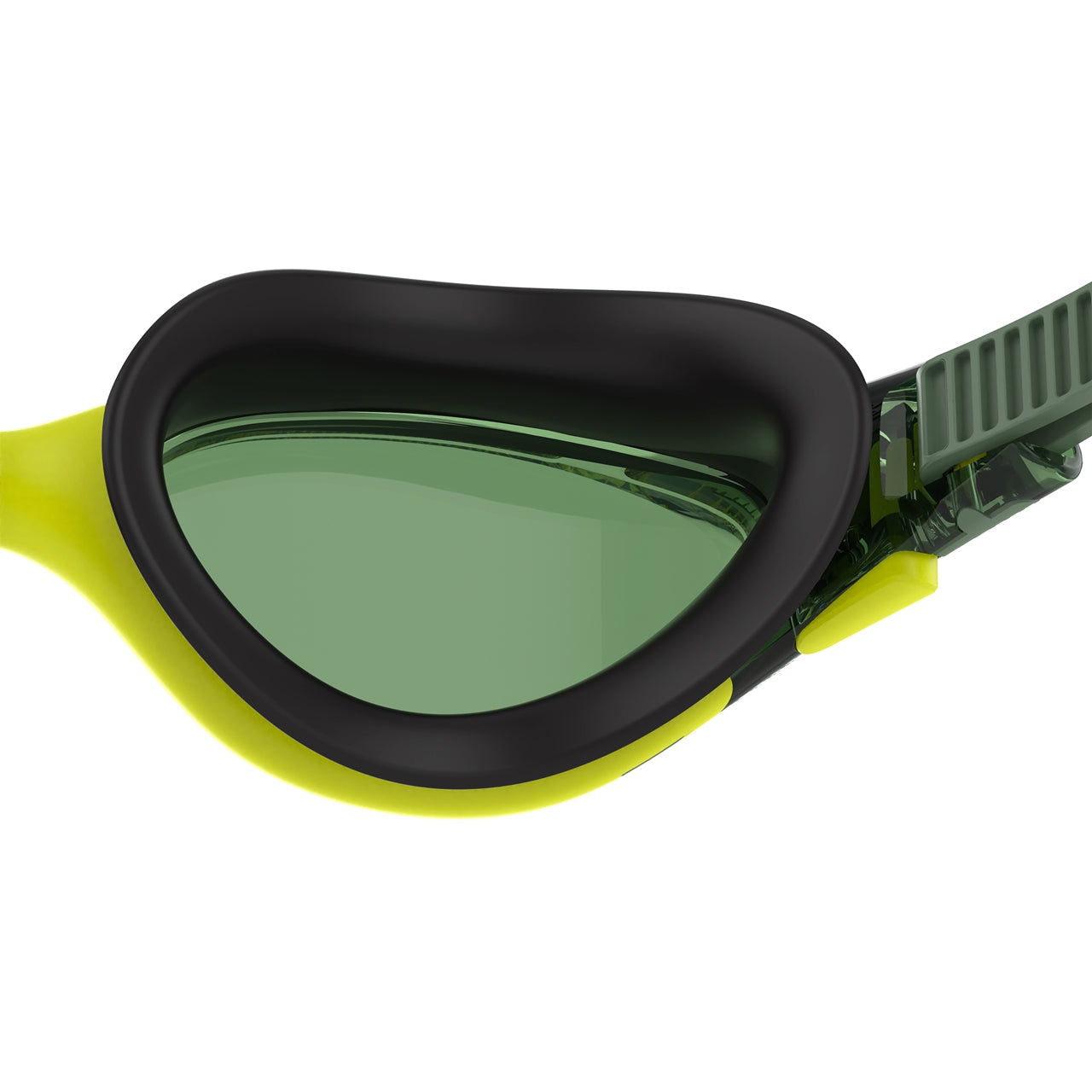 Speedo Biofuse 2.0 swimming goggles with adjustable strap and clear lenses, designed for comfort and visibility in the water.