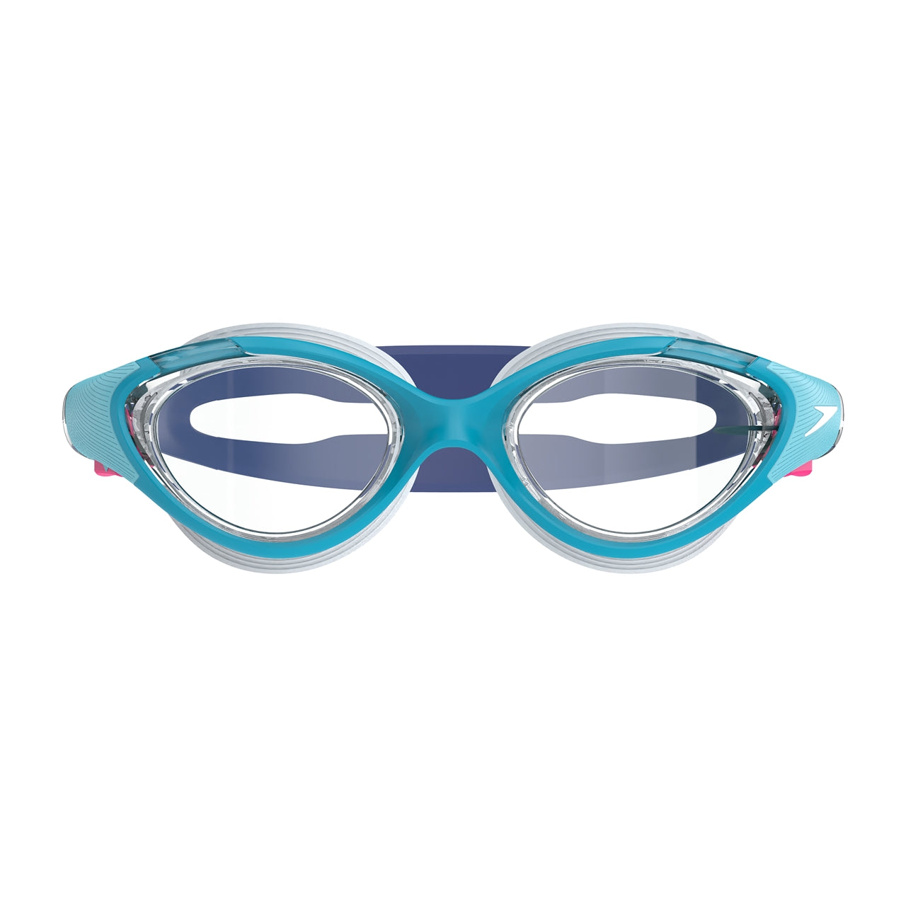 Speedo Women's Biofuse 2.0 swimming goggles in blue, featuring a comfortable fit and clear lenses for swimming activities.