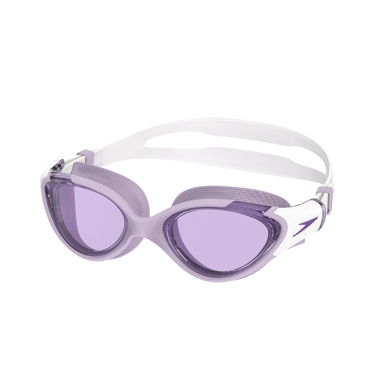 Speedo Women's Biofuse 2.0 swimming goggles in blue with clear lenses, designed for comfortable fit and optimal underwater visibility.