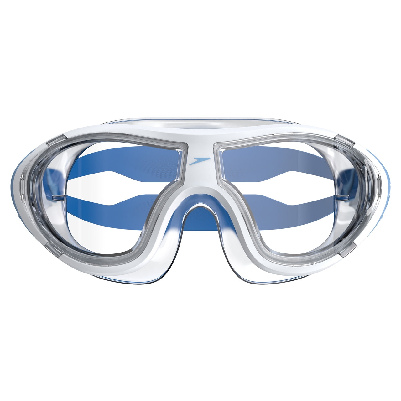 Black Speedo Biofuse 2.0 swimming mask with adjustable straps and clear lens for comfortable water opti...