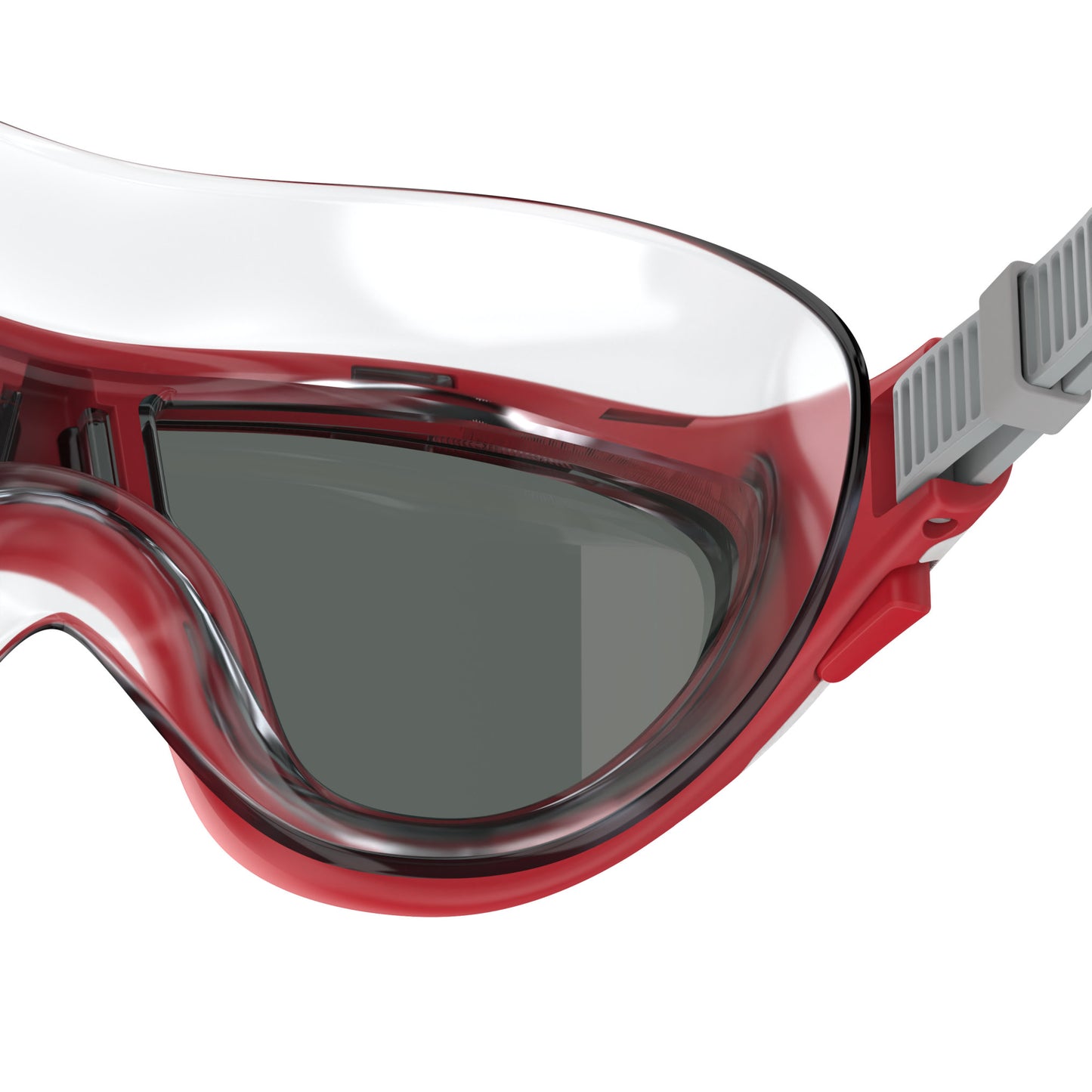 Speedo Junior Biofuse 2.0 swimming mask in red, featuring a comfortable fit and clear lens for young swimmers.