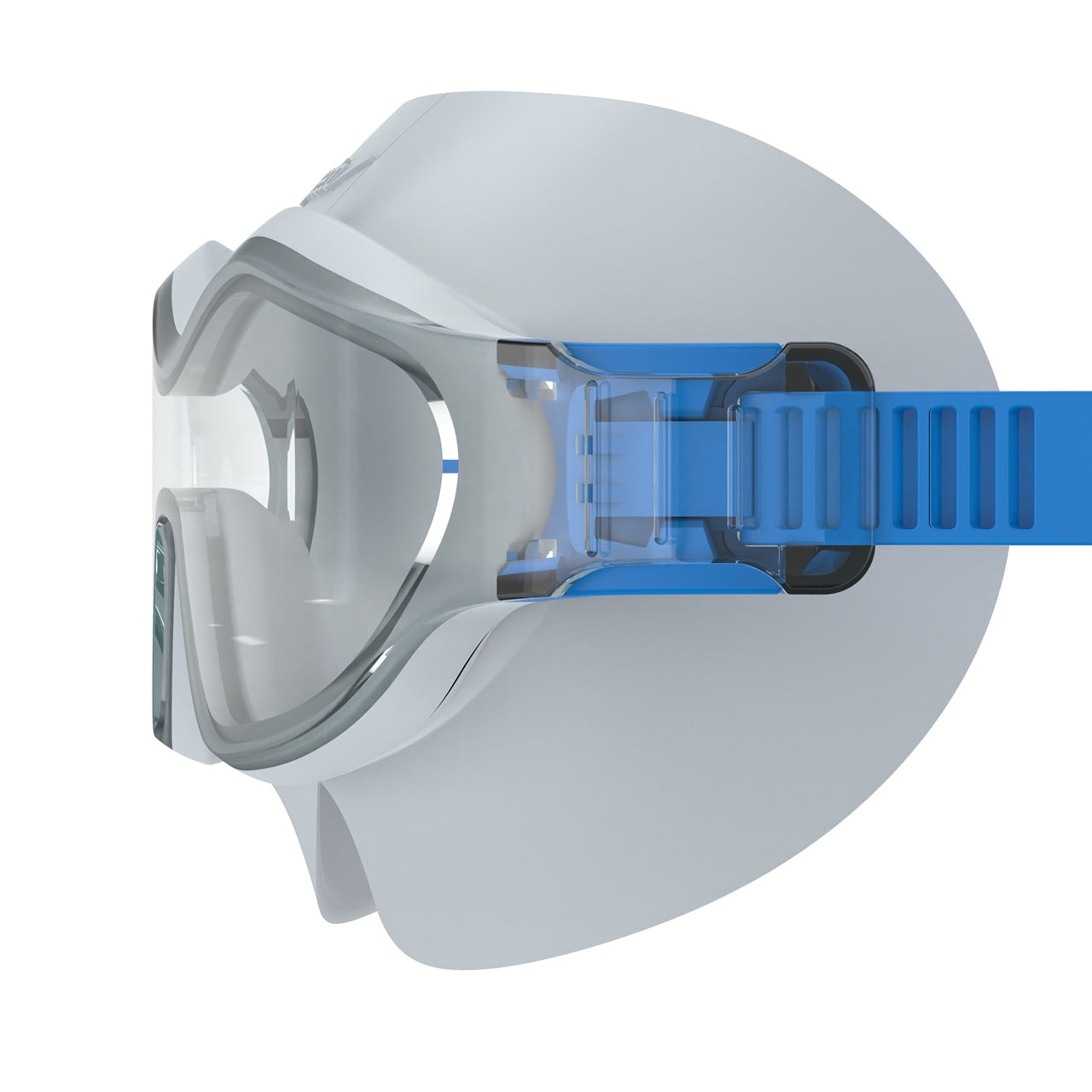 Speedo Hydrosity swimming mask in L.Cement color with clear lenses, designed for comfortable and secure fit during swimming activities.