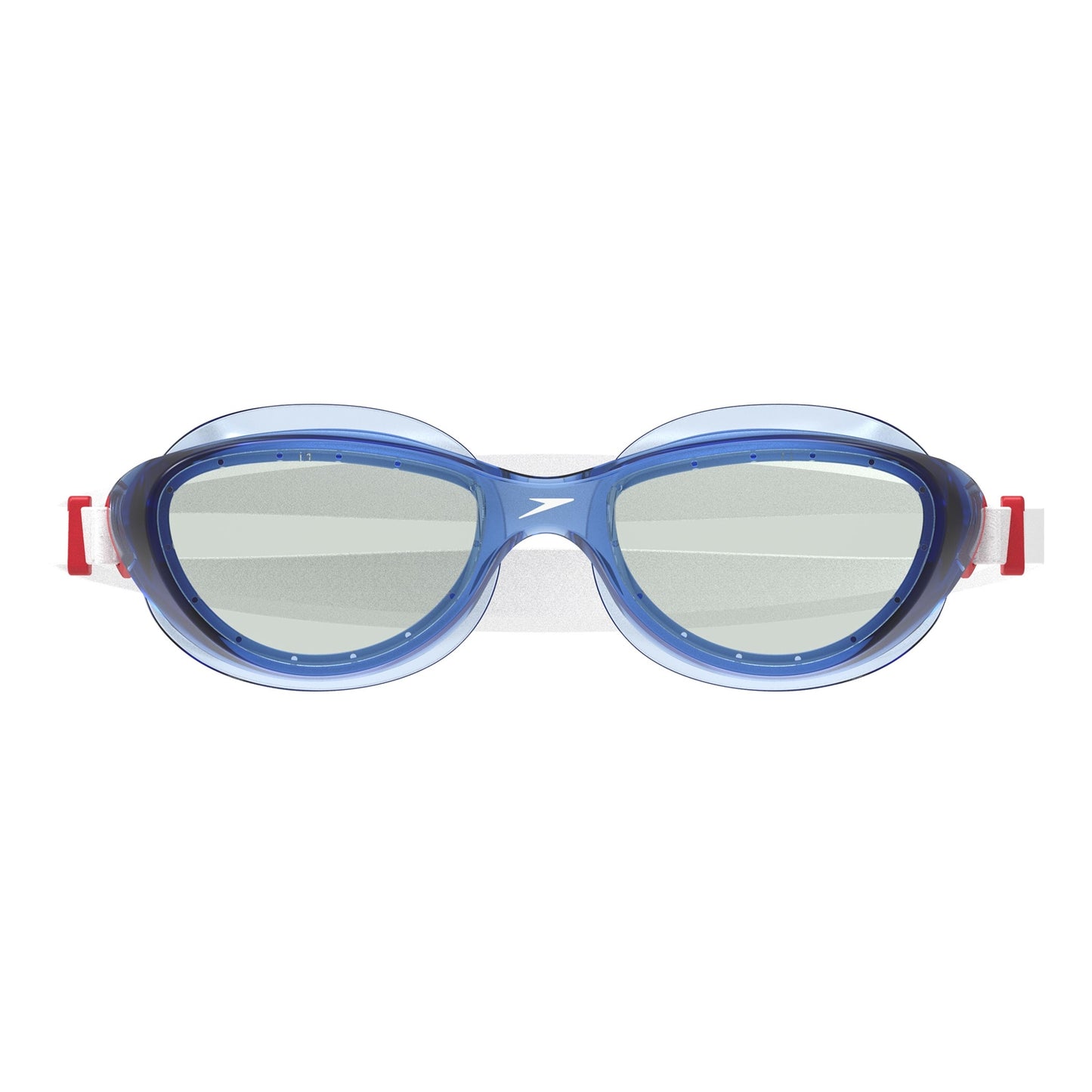 Clear Speedo Futura Hydrospex swimming goggles with adjustable straps and clear lens, designed for comfortable swimming.