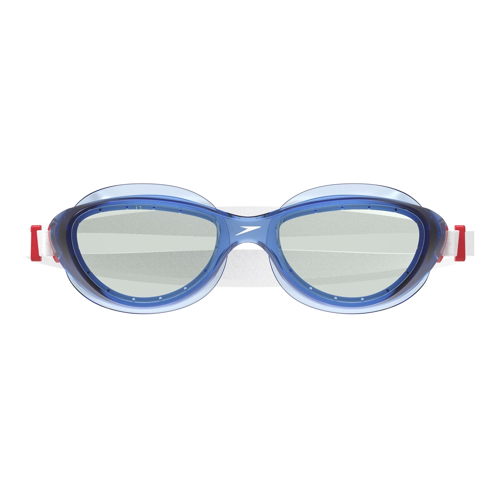 Clear Speedo Futura Hydrospex swimming goggles with adjustable straps and clear lens, designed for comfortable swimming.