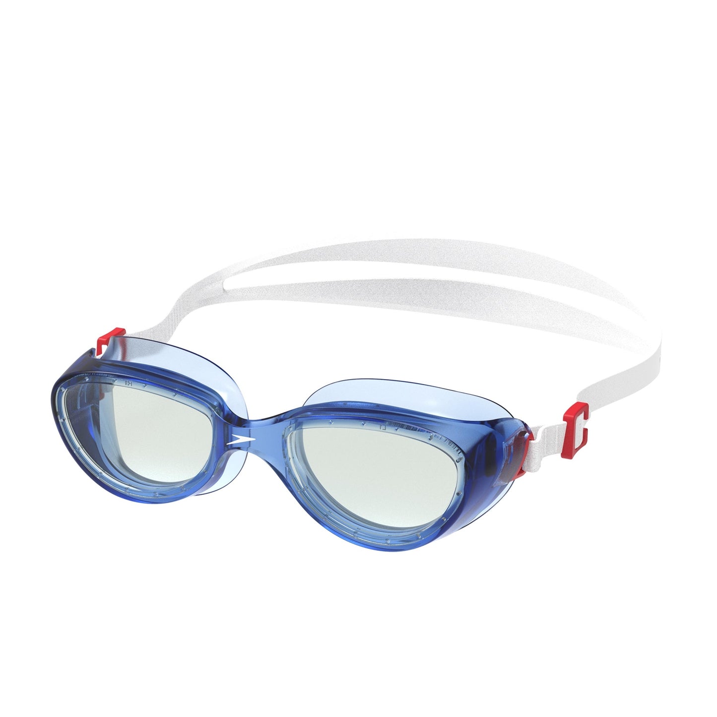 Speedo Futura Hydrospex clear swimming goggles with transparent lenses, designed for comfortable fit and optimal underwater visibility.