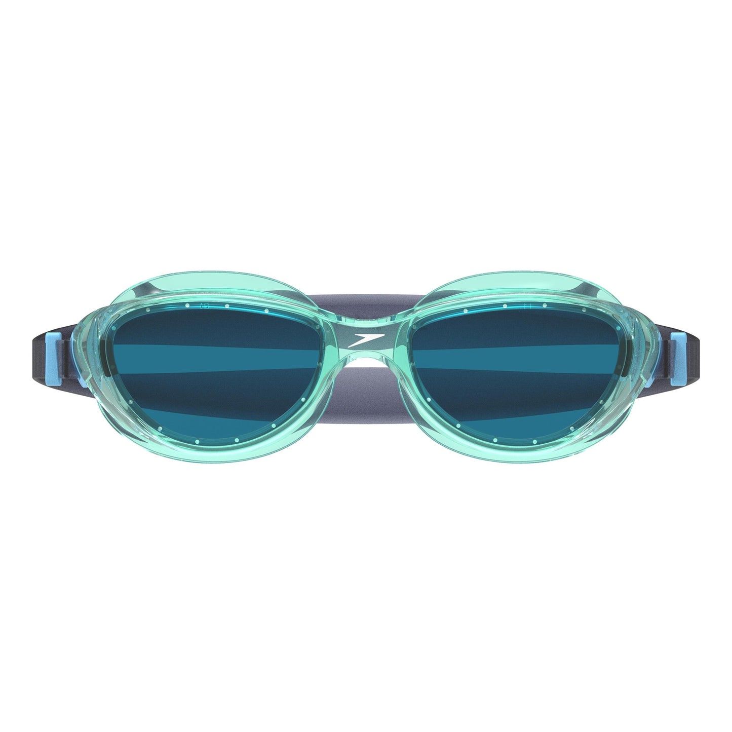 Clear Speedo Futura Hydrospex swimming goggles with adjustable strap and lens, designed for comfortable, clear underwater vision.