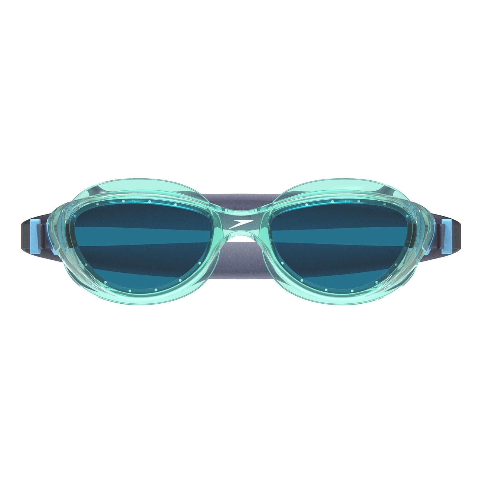 Clear Speedo Futura Hydrospex swimming goggles with adjustable strap and lens, designed for comfortable, clear underwater vision.
