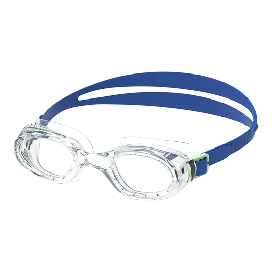 Junior Speedo Futura Hydrospex swimming goggles in clear lenses, designed for comfortable fit and clear visibility during swimming.