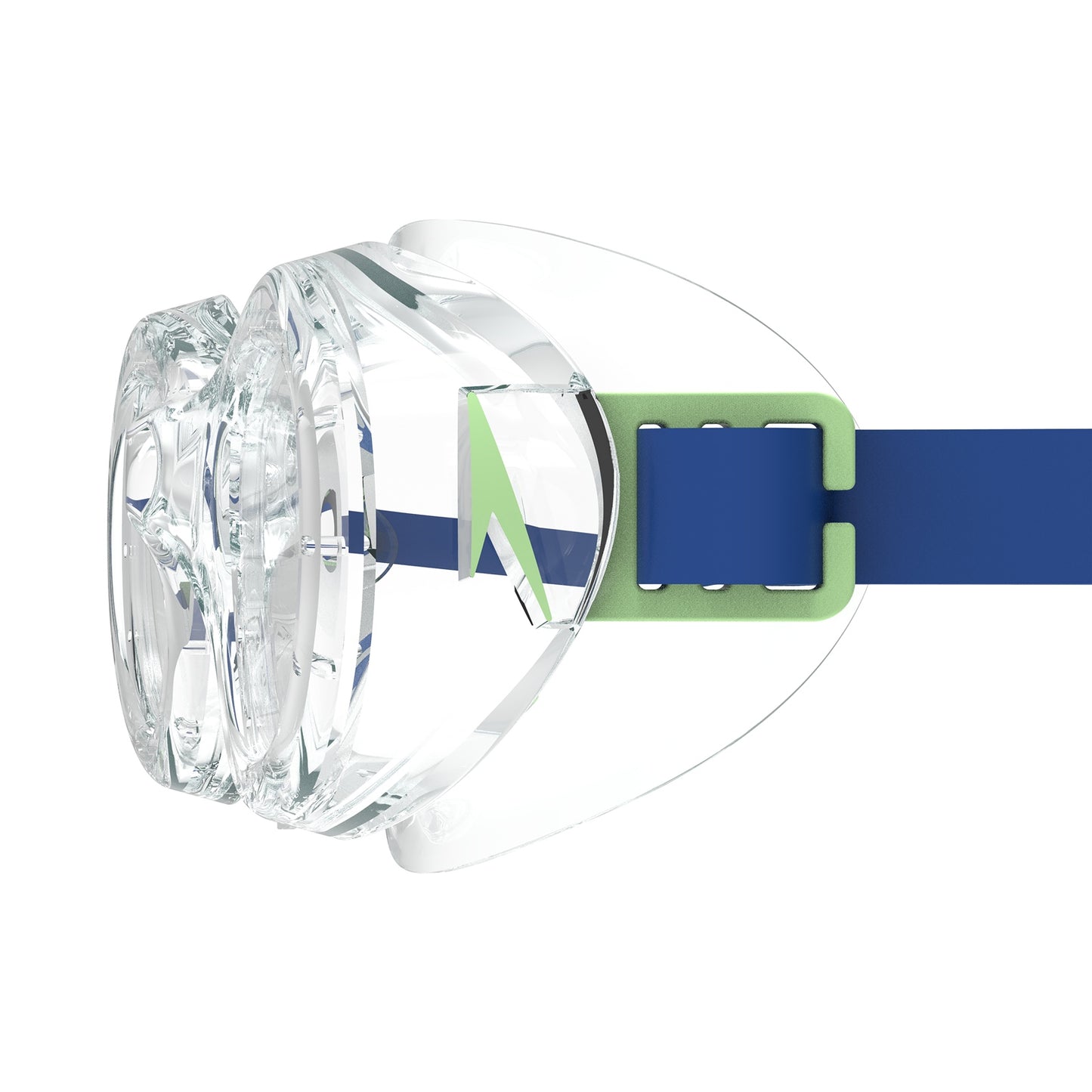 Junior Speedo Futura Hydrospex swimming goggles in clear with adjustable straps, designed for comfortable swimming.
