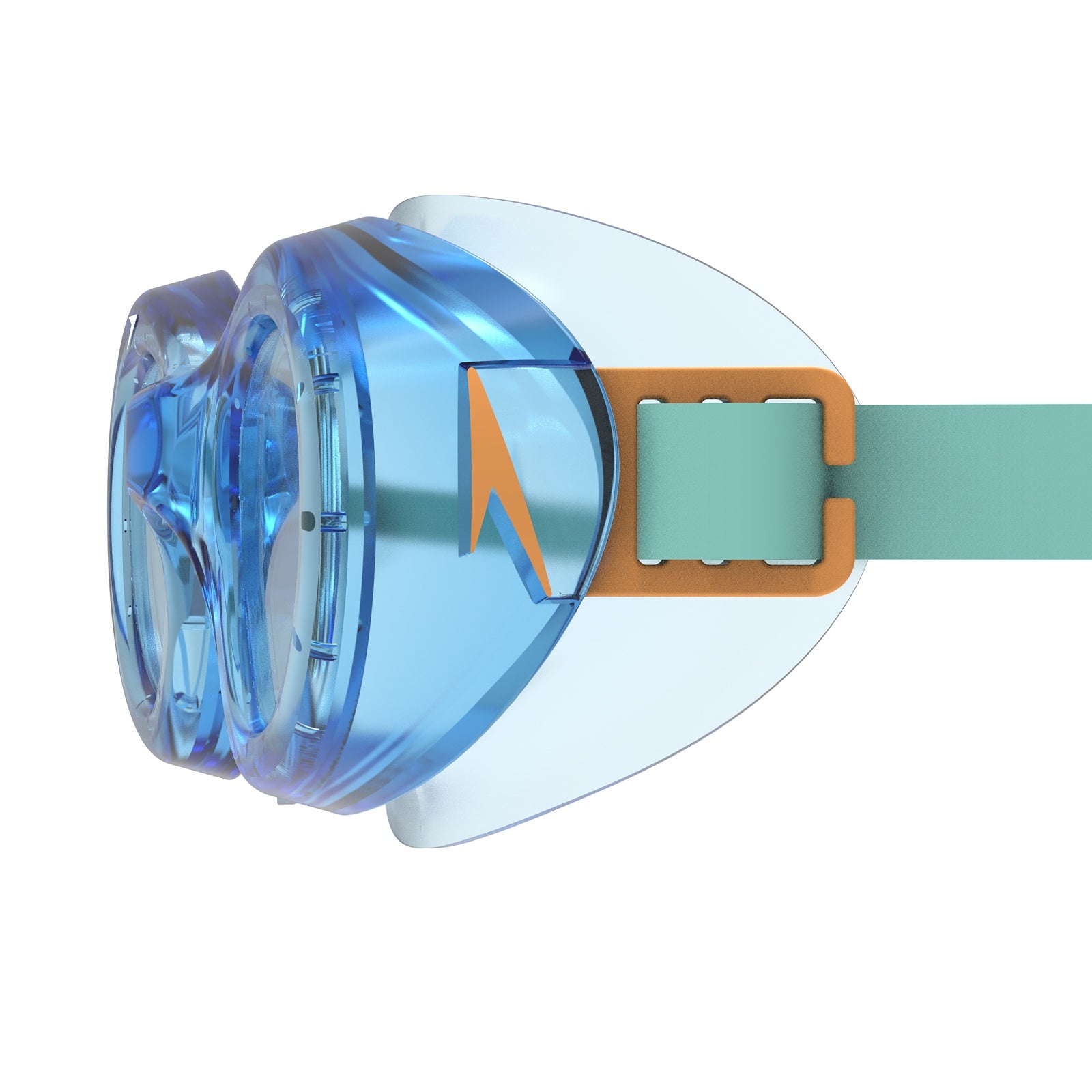 Junior Speedo Futura Hydrospex swimming goggles in clear with adjustable strap and silicone seal, designed for comfortable fit.