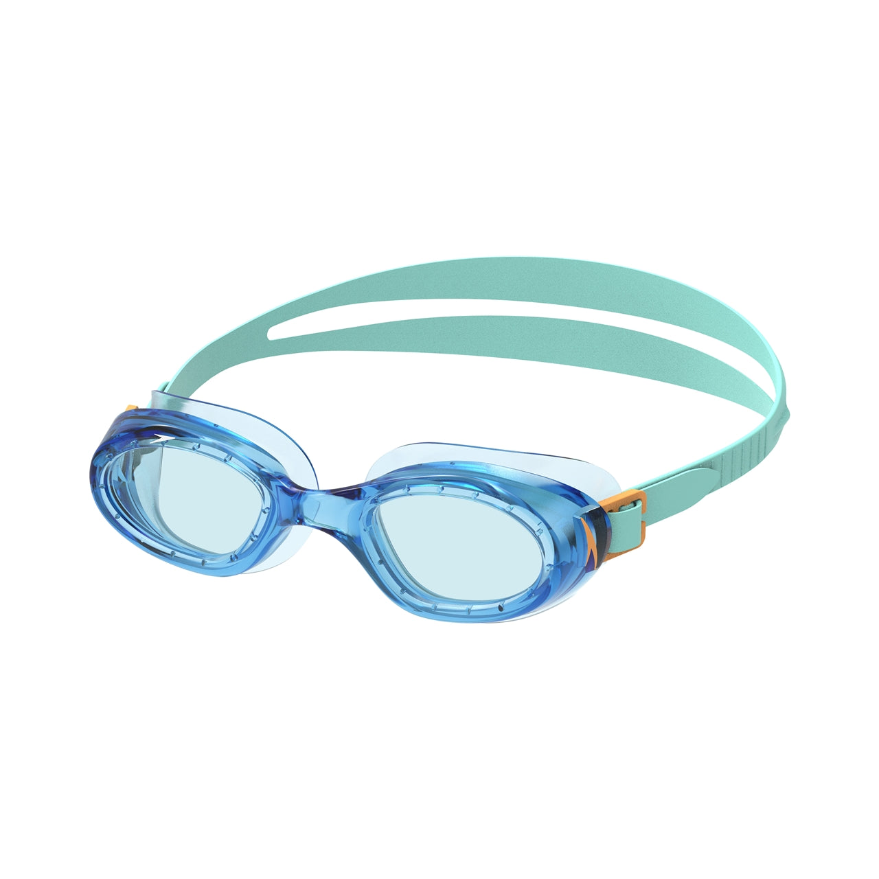 Junior Speedo Futura Hydrospex swimming goggles with clear lenses, adjustable strap, and snug fit for young swimmers.