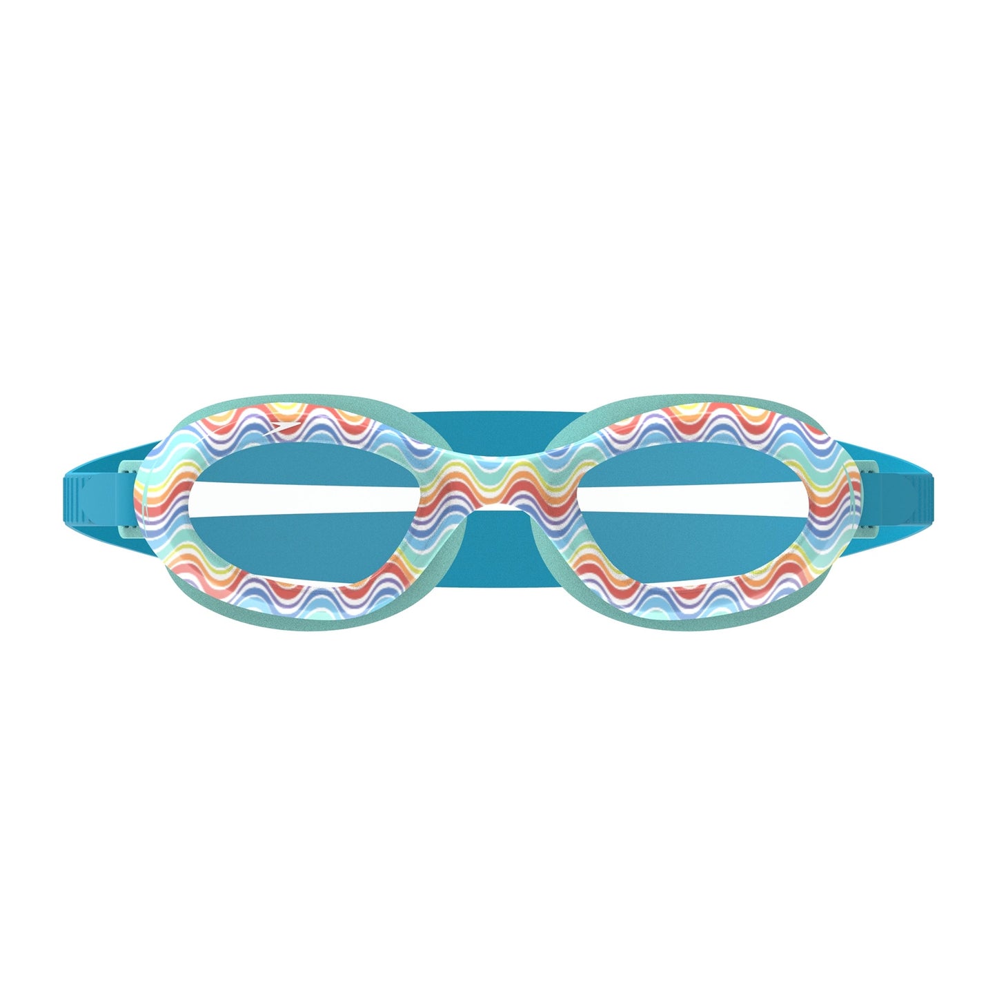 Clear Speedo Futura Hydrospex junior swimming goggles with adjustable strap and silicone seal, designed for comfortable fit.