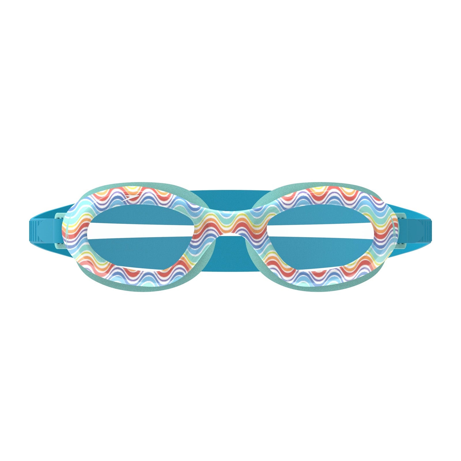 Clear Speedo Futura Hydrospex junior swimming goggles with adjustable strap and silicone seal, designed for comfortable fit.
