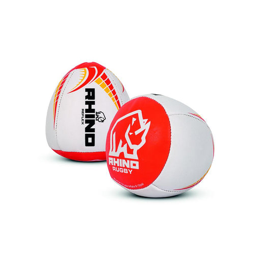 Rhino Reflex Training Ball for sports practice, showing a close-up of the black and orange ball used for reflex training drills.