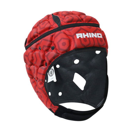 Rhino JB VII Junior Head Guard for sports, padded protective headgear designed for young athletes, in black with adjustable straps.