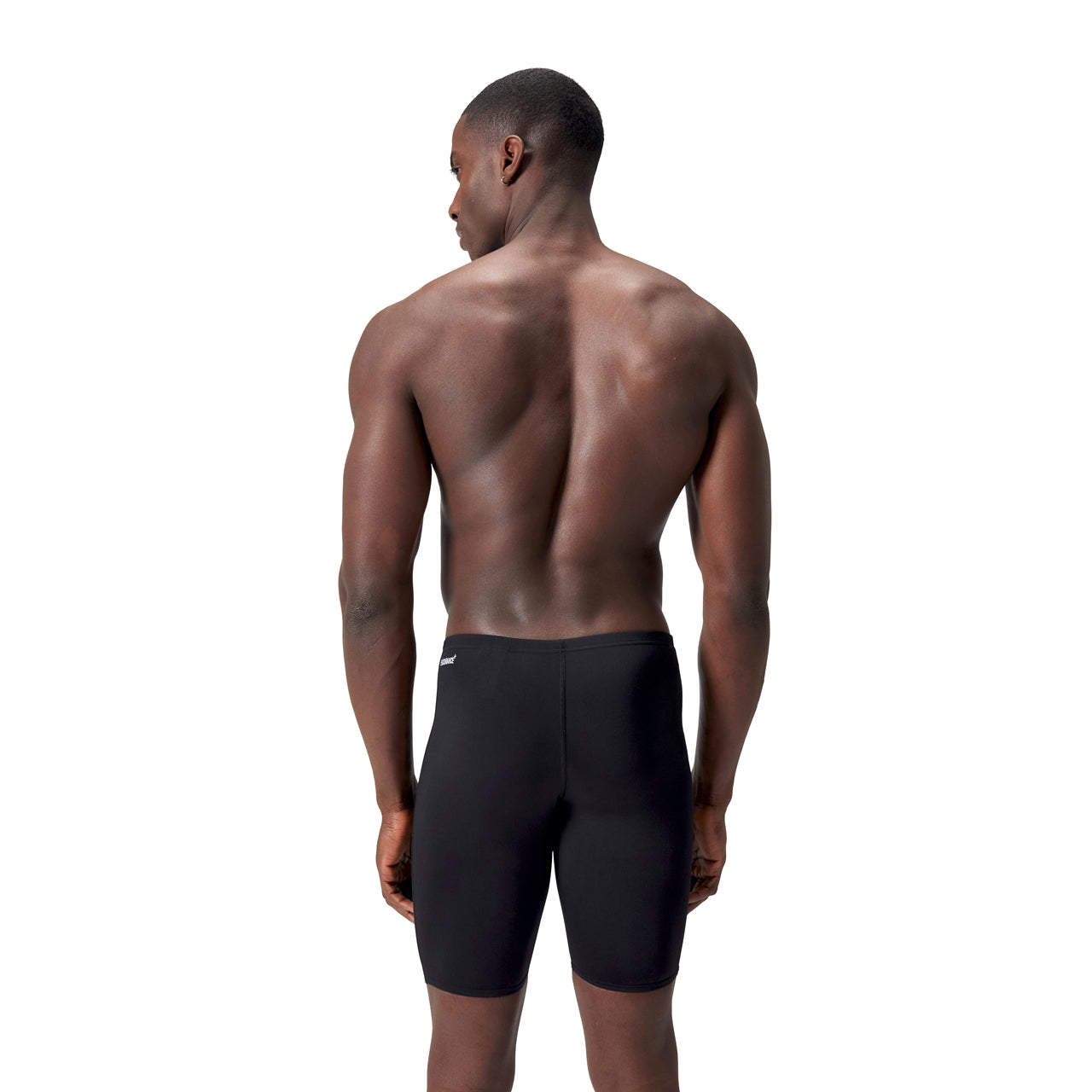 Speedo men's Eco Endurance+ swimming jammer, close-up view showing sleek fabric and fit for competitive swimming.