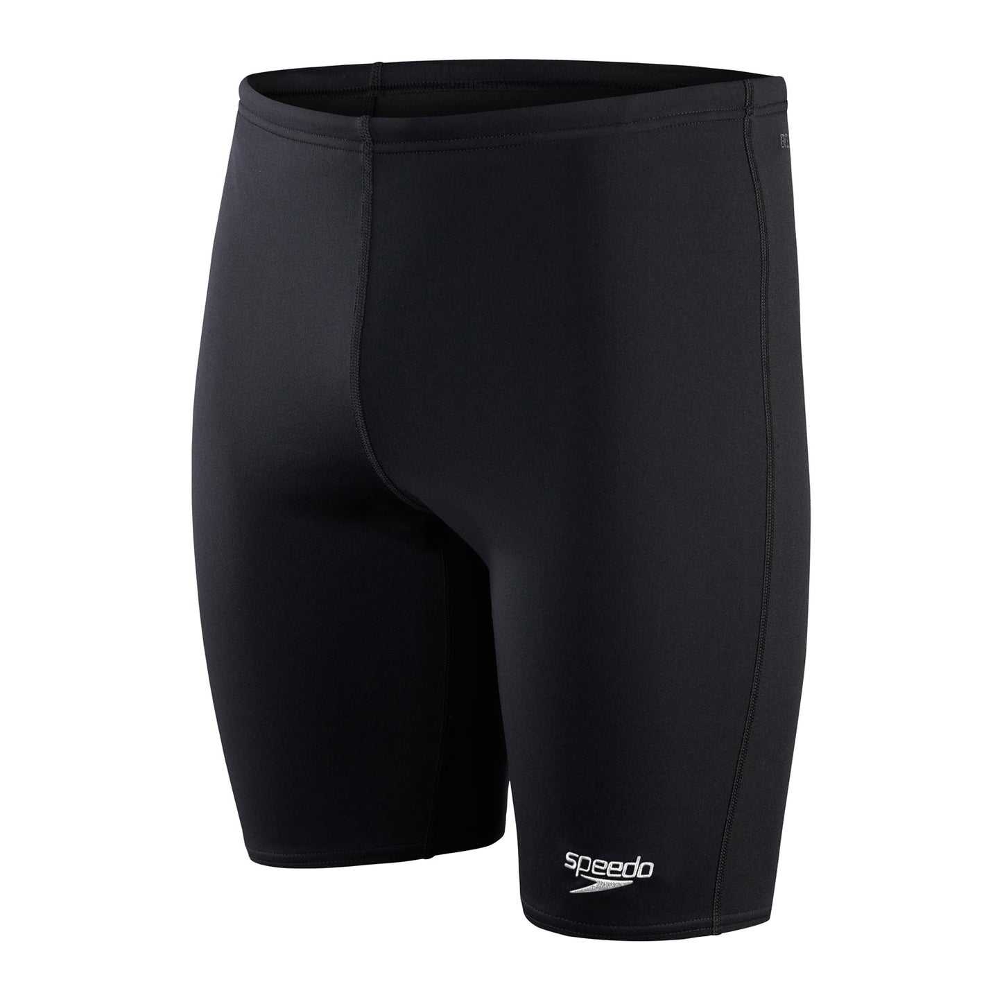 Speedo men's Eco Endurance+ swimming jammer, close-up view showing durable fabric and sleek fit for competitive swimming.