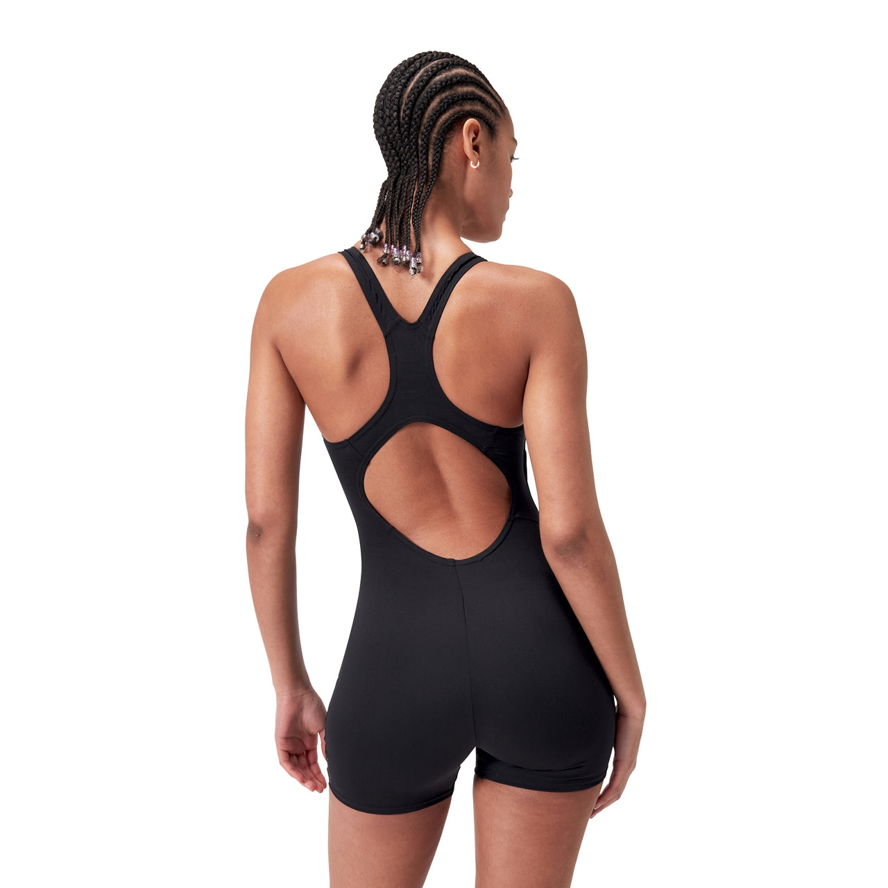 Speedo Ladies Eco Endurance+ swimming legsuit in sleek black, designed for comfortable and sustainable swimwear.