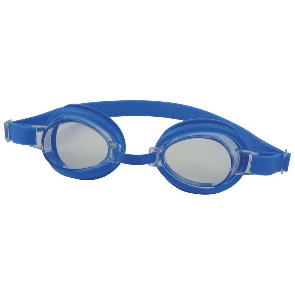 SwimTech Aqua Goggles with clear lenses and adjustable strap, designed for comfortable swimming and eye protection during water activities.