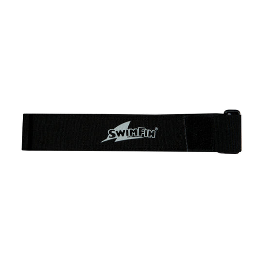 SwimFin replacement strap for swimming fins, showing adjustable black strap with buckle, made by SwimFin.