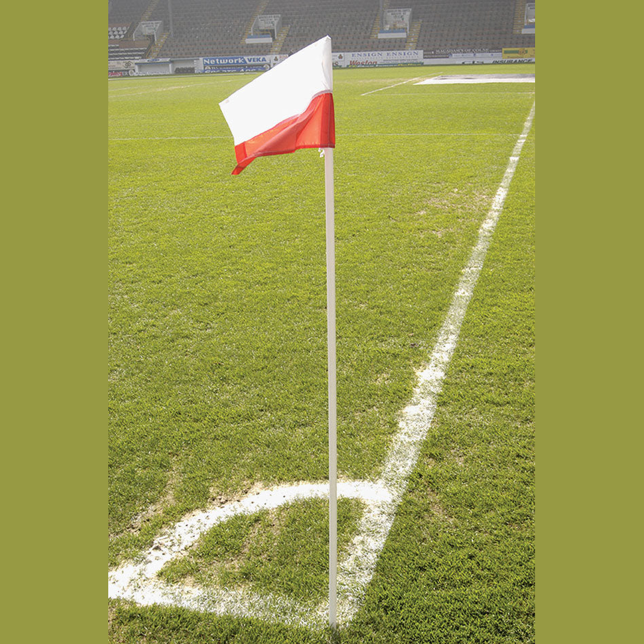 Set of four Precision 6-foot PVC spiked weatherproof corner posts for sporting field fencing or boundary marking.