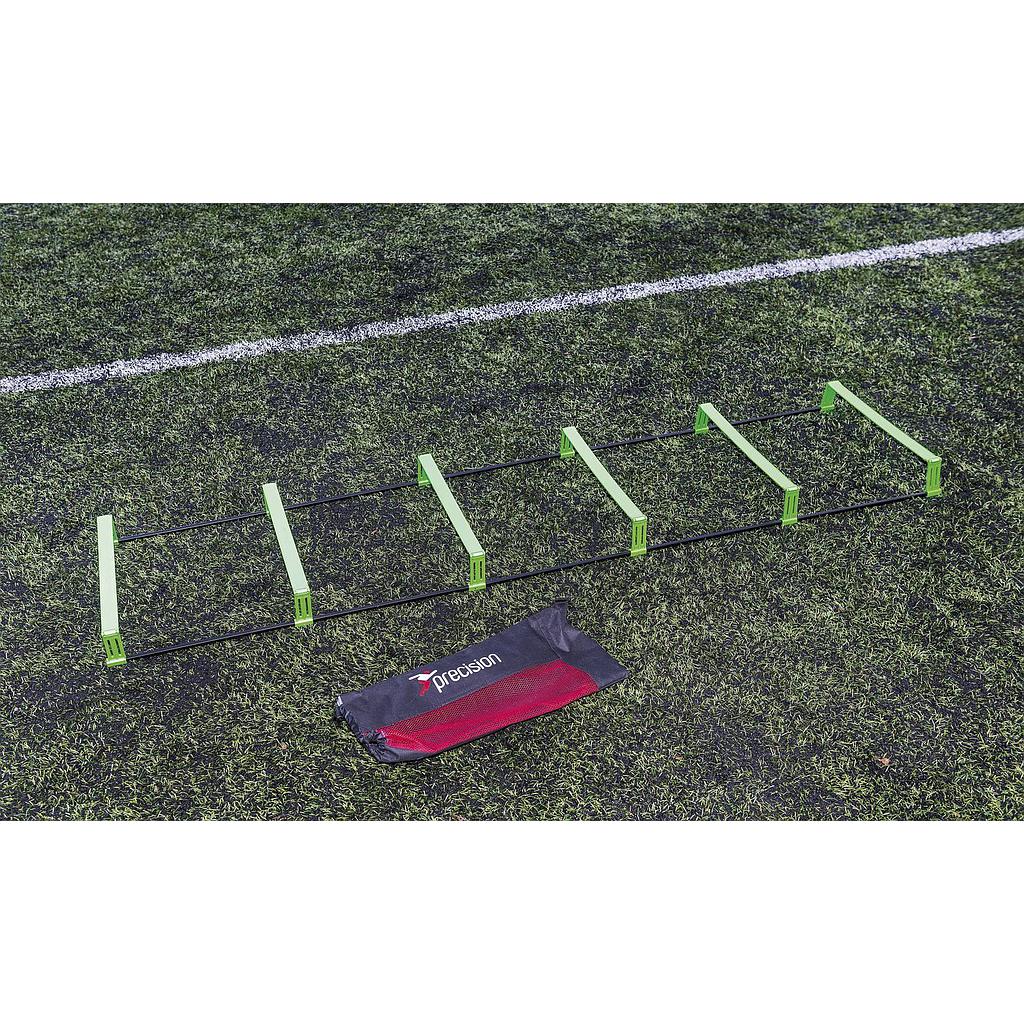 Precision Pinnacle Ladder from Precision sporting goods, showing the sturdy aluminum frame and multiple safety rungs.