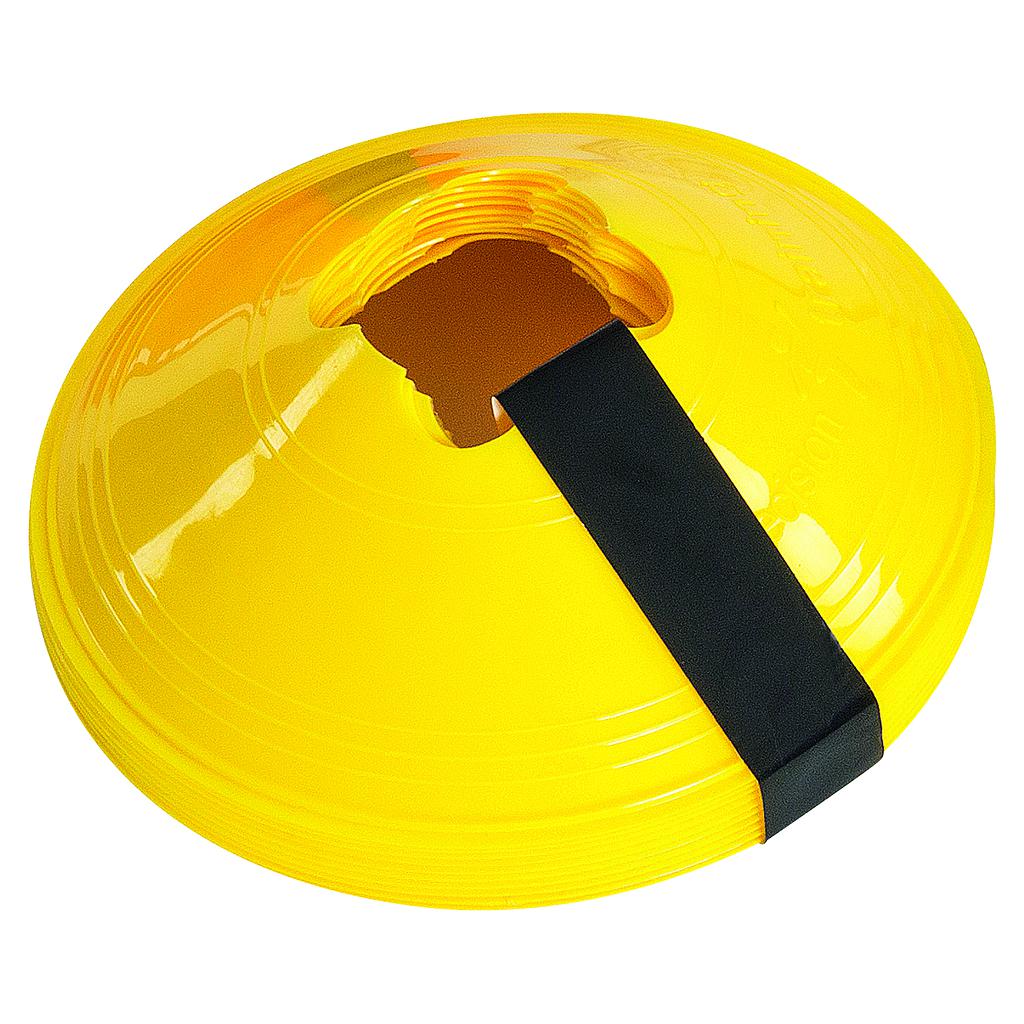 Precision branded set of 10 saucer cones for sports training, featuring bright colors and lightweight plastic design.