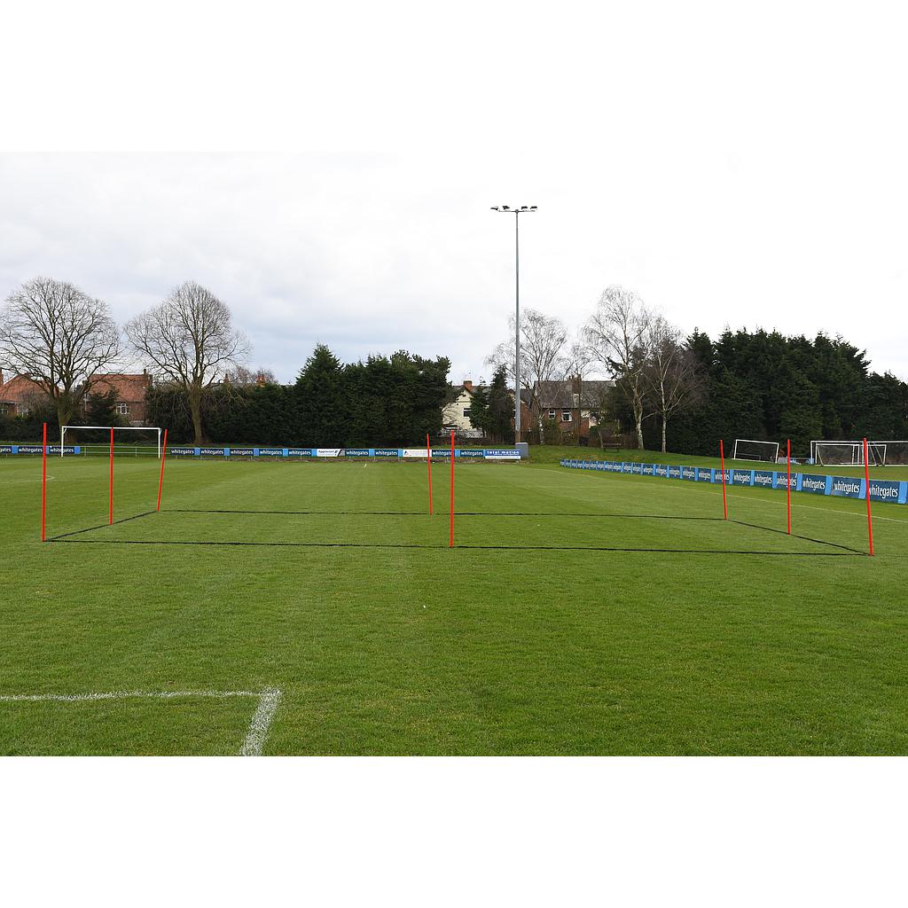 Set of six Precision Boundary Marking System 5m measuring tapes, ideal for sports and athletic field marking.