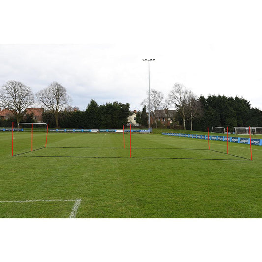 Set of six Precision Boundary Marking System 5m measuring tapes, ideal for sports and athletic field marking.