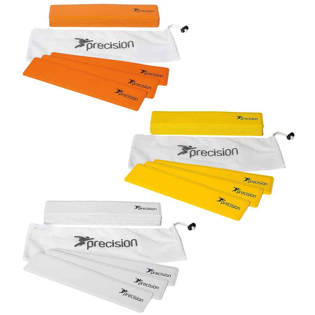 Set of 15 Precision rectangular rubber markers for sports training and drills, durable and brightly colored.