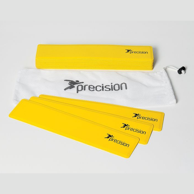 Set of 15 Precision rectangular rubber markers for sports training, durable and brightly colored for easy visibility.