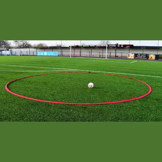 Precision Tiki Taka Football Training Ring 20ft for soccer drills, made of durable material, shown laid flat on a surface.