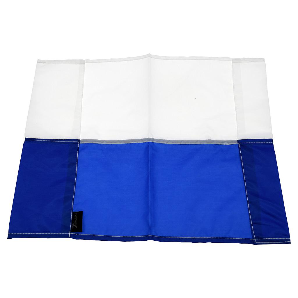 Precision Corner Flag for sports fields, featuring a red flag on a sturdy white pole for marking corners in soccer or football games.