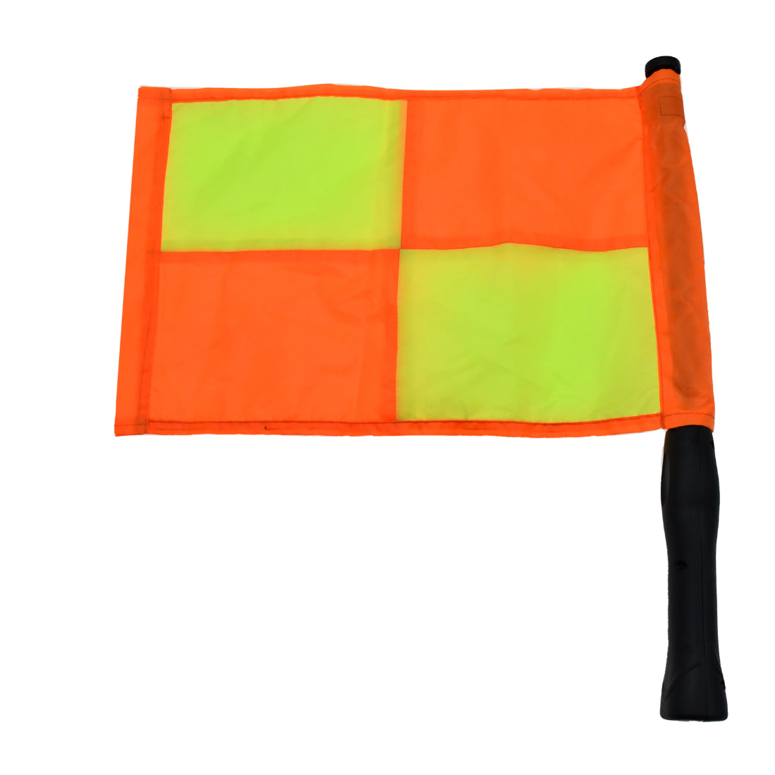 Precision Pro Linesman Flag Set with bright yellow and red flags for sports officiating and game marking.