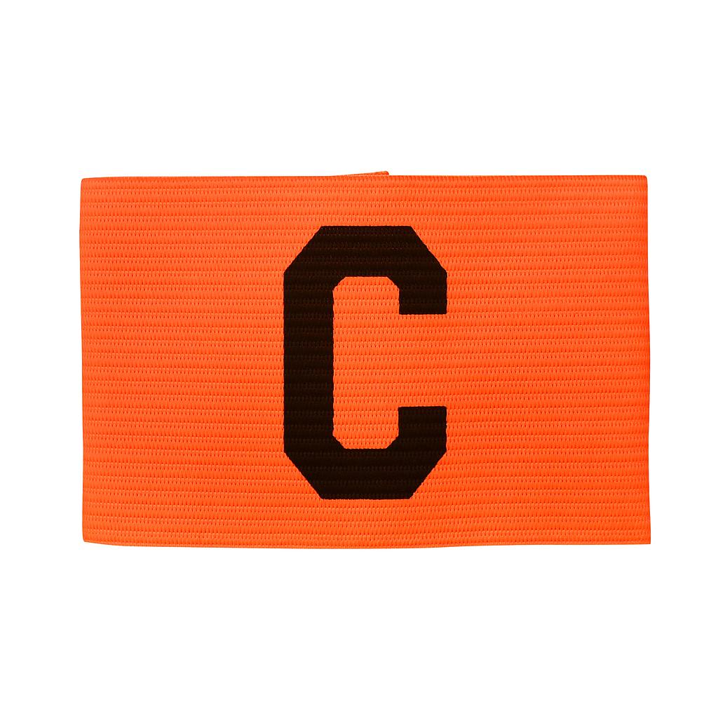 Precision Big C Captains Armband for sports, featuring bold black lettering on a red fabric band with adjustable strap.
